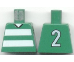 Torso Soccer Horizontal White Stripes and No. 2 Back Pattern