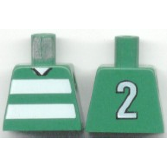 Torso Soccer Horizontal White Stripes and No. 2 Back Pattern