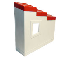 Duplo, Building Wall 2 x 6 x 6 with Window Right and Red Roof Slope 33 2 x 6 Shingled Stepped