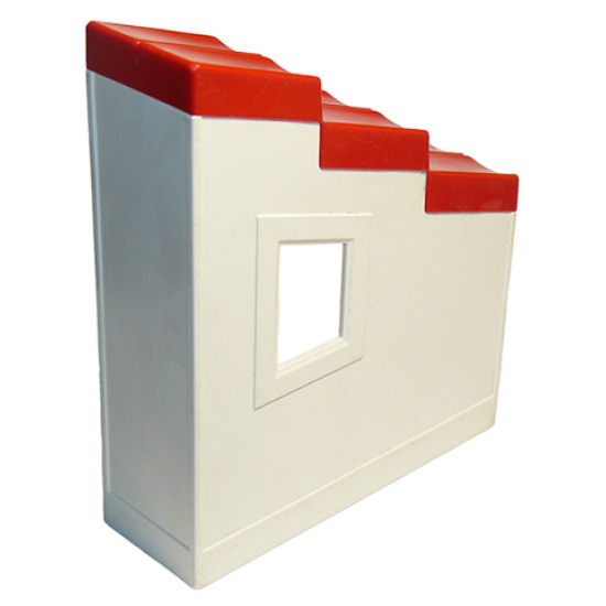 Duplo, Building Wall 2 x 6 x 6 with Window Right and Red Roof Slope 33 2 x 6 Shingled Stepped