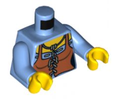 Torso Castle Kingdoms Female Corset with Brown Apron Pattern / Medium Blue Arms / Yellow Hands