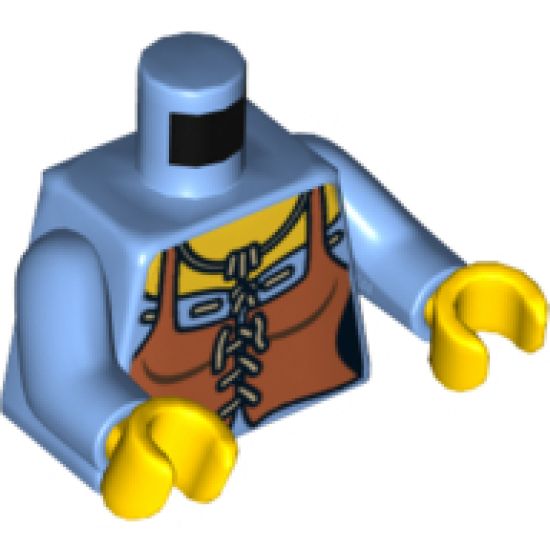 Torso Castle Kingdoms Female Corset with Brown Apron Pattern / Medium Blue Arms / Yellow Hands