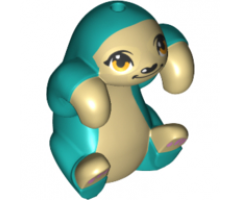 Sloth, Friends with Dark Turquoise Fur, Bright Light Orange Eyes and Bright Pink Paw Pads Pattern