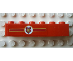 Brick 1 x 6 with Hogwarts Coat of Arms Pattern Left of Center for Model Right Side (Sticker) - Set 10132