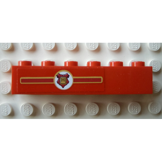 Brick 1 x 6 with Hogwarts Coat of Arms Pattern Left of Center for Model Right Side (Sticker) - Set 10132