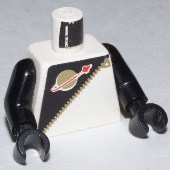 Torso Space Futuron Black Pattern, Gold Zipper and Classic Logo / Black Arms / Black Hands