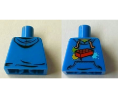 Torso Hooded Sweatshirt with Blue Pocket, Drawstring and Red Brick Pattern