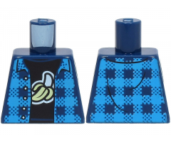 Torso Dark Azure Flannel, Black T-Shirt with White and Tan Banana Pattern