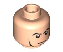 Minifigure, Head Male Stern Eyebrows, White Pupils, Cheek Lines, Chin Dimple Pattern - Blocked Open Stud