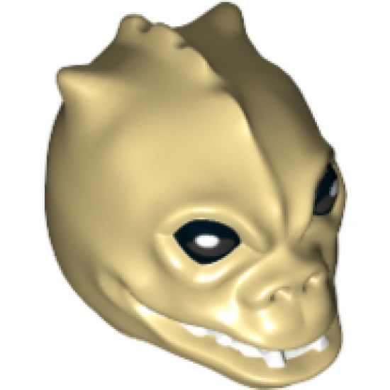 Minifigure, Head, Modified SW Saurin / Trandoshan with Black Eyes and White Pupils Pattern (Hrchek Kal Fas)