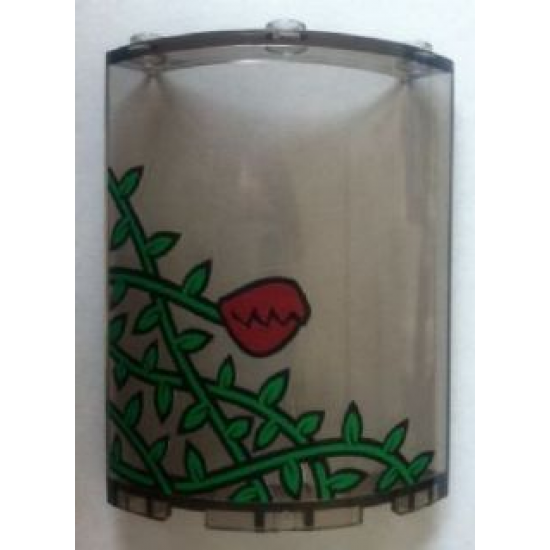 Cylinder Quarter 4 x 4 x 6 with Ivy Plant and Red Flower Closed Pattern (Sticker) - Set 7785