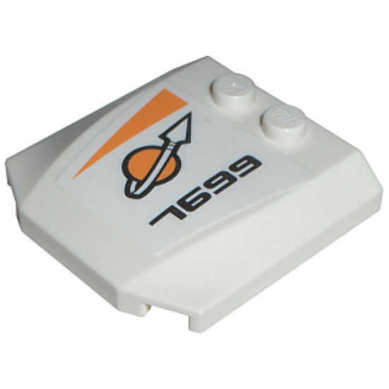 Wedge 4 x 4 x 2/3 Triple Curved with Modified Classic Space Logo and '7699' Pattern Model Left (Sticker) - Set 7699