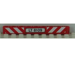 Technic, Liftarm 1 x 9 Thick with Red and White Danger Stripes and 'LT 8109' Pattern (Sticker) - Set 8109