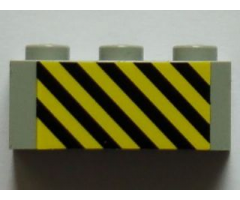 Brick 1 x 3 with Black and Yellow Danger Stripes Pattern (Sticker) - Set 7823