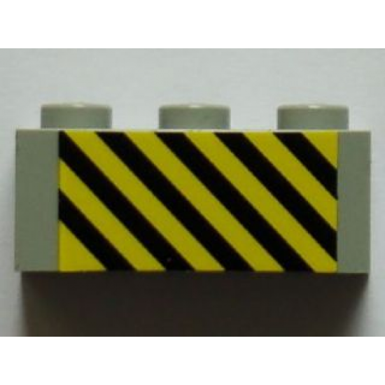 Brick 1 x 3 with Black and Yellow Danger Stripes Pattern (Sticker) - Set 7823