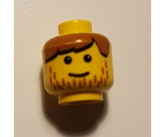 Minifigure, Head Male Brown Bangs and Line Stubble Pattern - Blocked Open Stud
