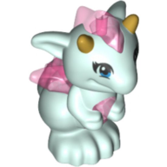 Animal, Air Dragon, Elves, Baby with Trans-Dark Pink Stomach, Spines and Wings and Gold Horns Pattern (Lula)