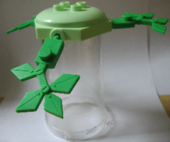 Duplo, Vehicle Cart Lid Hexagonal with 2 x 2 Studs, Trans-Clear Cylinder and 3 Leaves