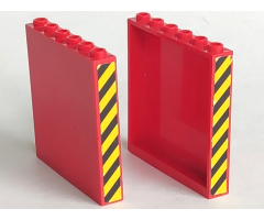 Panel 1 x 6 x 5 with Black and Yellow Danger Stripes Pattern on Both Short Sides (Stickers) - Sets 7992 / 7994