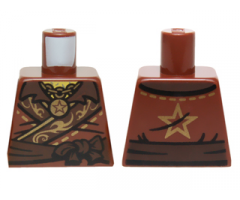 Torso Ninjago Robe with Gold Ornate Border, Chain with Star Pendant, Dark Brown Belt and Gold Star on Back Pattern