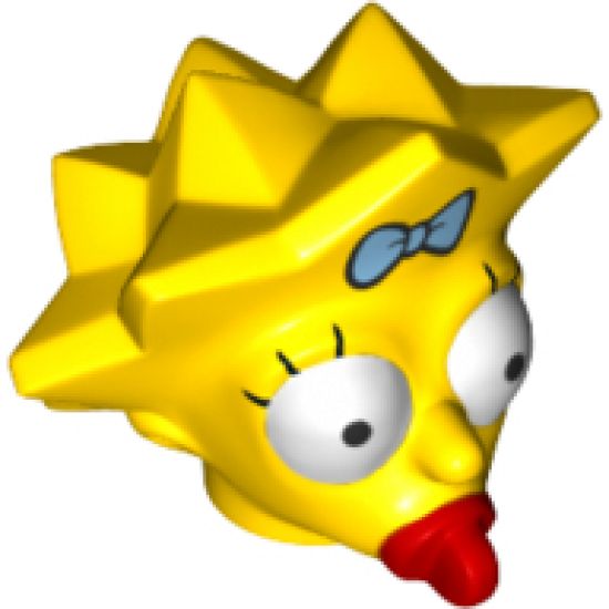 Minifigure, Head, Modified Simpsons Maggie Simpson - Wide Eyes Pattern