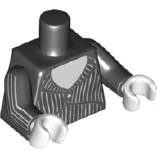 Torso Tuxedo Jacket with White Shirt and Stripes Pattern / Black Arms with 6 White Stripes Pattern / White Hands