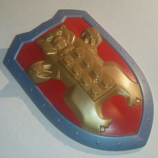 Large Figure Part Shield, 2 x 4 Brick Relief, Bear with Red and Gold Pattern