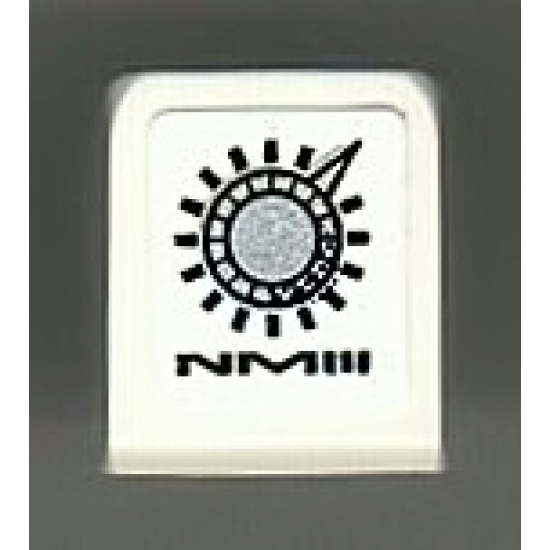 Slope 30 1 x 1 x 2/3 with Black and Silver Button and 'NMIII' Pattern (Sticker) - Set 8899