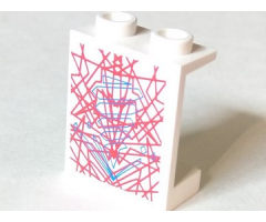 Panel 1 x 2 x 2 - Hollow Studs with Red Lines over Blue Drill Tip Pattern (Sticker) - Set 4744