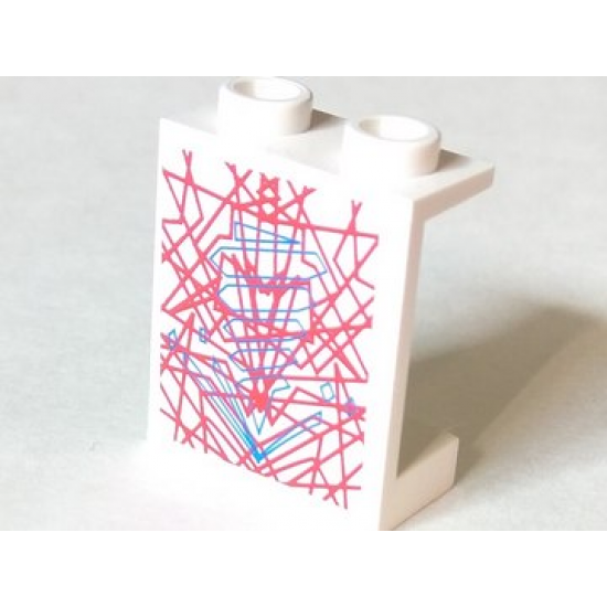 Panel 1 x 2 x 2 - Hollow Studs with Red Lines over Blue Drill Tip Pattern (Sticker) - Set 4744