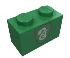 Brick 1 x 2 with HP Slytherin Shield Pattern