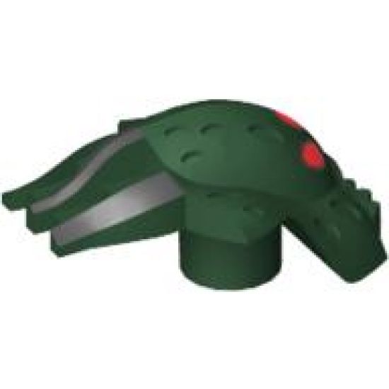 Minifigure, Head, Modified Bionicle Barraki Kalmah with Red Eyes Pattern