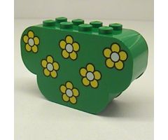 Slope, Curved 6 x 2 x 3 Triple with Eight Studs with Yellow Flowers Pattern