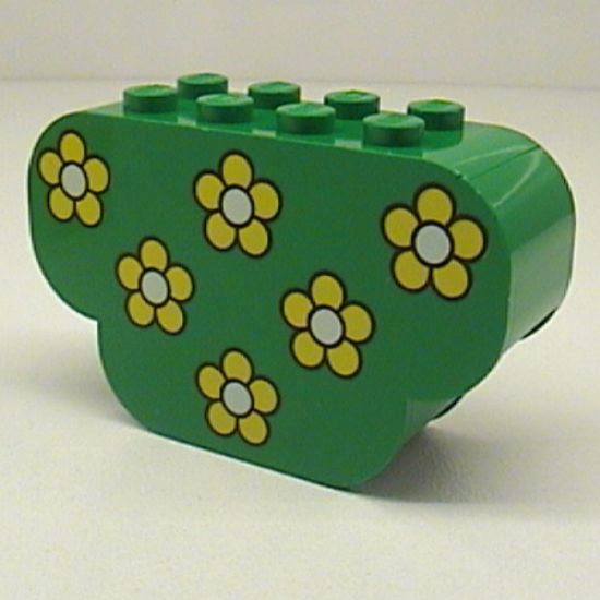 Slope, Curved 6 x 2 x 3 Triple with Eight Studs with Yellow Flowers Pattern