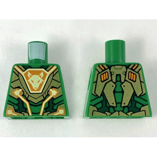 Torso Nexo Knights Gold Armor with Circuitry and Orange Emblem with Yellow Fox Head Pattern