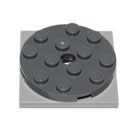 Turntable 4 x 4 x 2/3 Top with Light Bluish Gray Square Base, Free-Spinning (60474 / 61485)