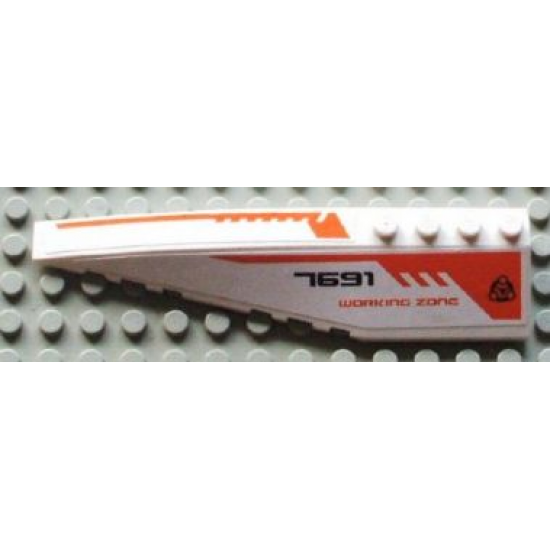 Wedge 12 x 3 Left with Black '7691', Orange 'WORKING ZONE' and Orange Lines Pattern (Stickers) - Set 7691
