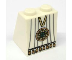 Slope 65 2 x 2 x 2 with Bottom Tube with Minifigure Dress/Skirt/Robe, Gold Star Pendant and Tassels Pattern