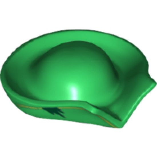 Minifigure, Headgear Hat, Pirate Circular with Fold in Brim and Lime Line around Brim Pattern