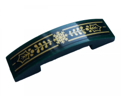 Slope, Curved 4 x 1 Double with Gold Stripes, Snowflake and Leaves Pattern (Sticker) - Set 40410