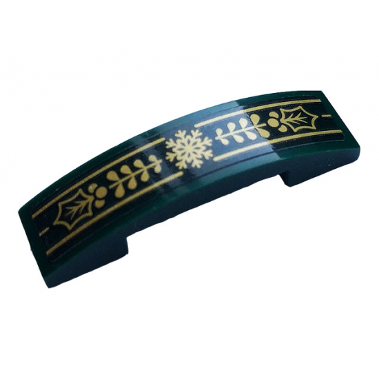 Slope, Curved 4 x 1 Double with Gold Stripes, Snowflake and Leaves Pattern (Sticker) - Set 40410