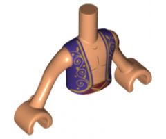 Mini Doll, Torso Boy Dark Purple Vest with Gold Filigree, Dark Red Sash Pattern, Nougat Arms with Hands