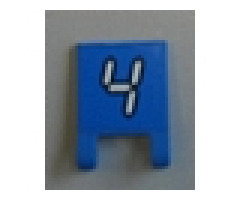 Flag 2 x 2 Square with White Number 4 with Black Outline on Blue Background Pattern (Sticker) - Set 3569