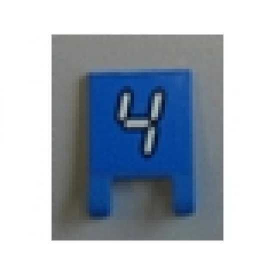 Flag 2 x 2 Square with White Number 4 with Black Outline on Blue Background Pattern (Sticker) - Set 3569