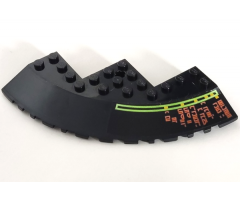 Brick, Round Corner 10 x 10 with Slope 33 Edge, Axle Hole, Facet Cutout with Light Bars and Alien Characters Pattern Model Right (Sticker) - Set 7697