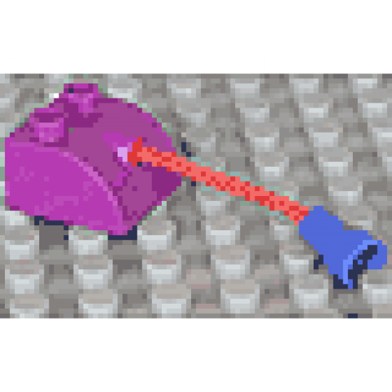 Duplo, Brick 2 x 2 with Curved Top and Hole Connector with 3L Red Rope and Violet Stud Receptacle