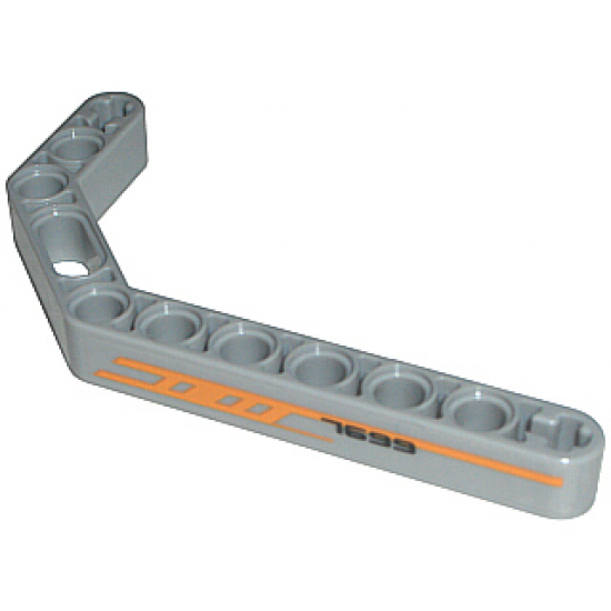 Technic, Liftarm 1 x 11.5 Double Bent Thick with Orange Stripes and '7699' Pattern Model Right (Sticker) - Set 7699