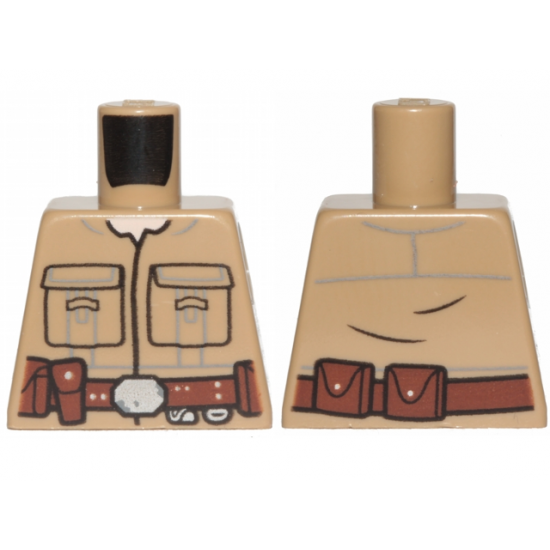 Torso SW Shirt Front Seamed with Patch Pockets, Reddish Brown Belt Pattern (Luke Skywalker)