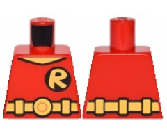 Torso Batman 'R' Symbol, V Neck with Yellow Belt with Round Buckle Pattern