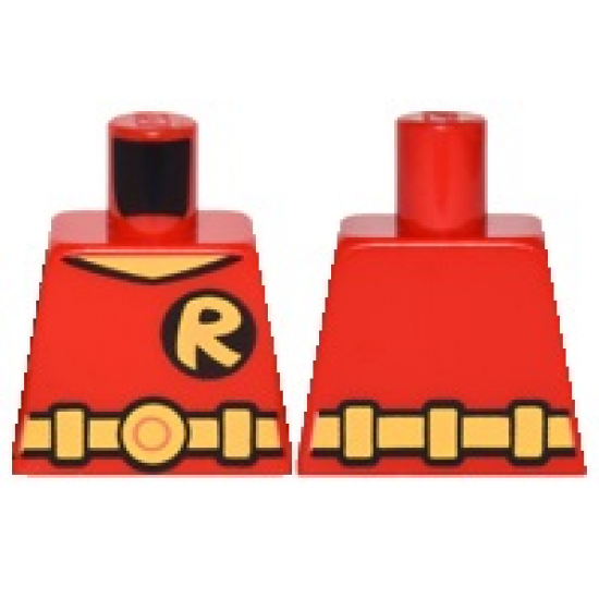 Torso Batman 'R' Symbol, V Neck with Yellow Belt with Round Buckle Pattern
